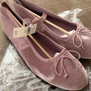 Aerie Dusty Pink Velvet Flats